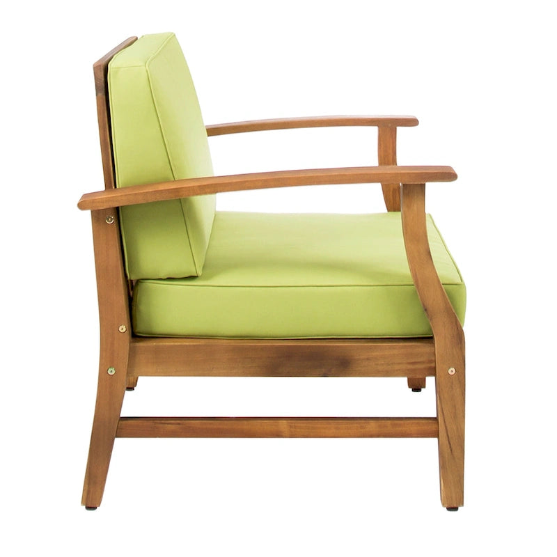 4-Piece Acacia Wood Club Chair Set Gray Frame with Cushions for 4 People