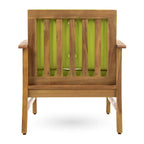 4-Piece Acacia Wood Club Chair Set Gray Frame with Cushions for 4 People
