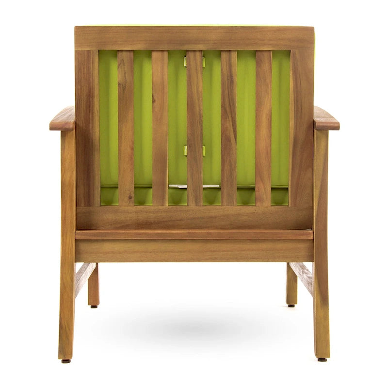 4-Piece Acacia Wood Club Chair Set Gray Frame with Cushions for 4 People