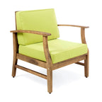 4-Piece Acacia Wood Club Chair Set Gray Frame with Cushions for 4 People