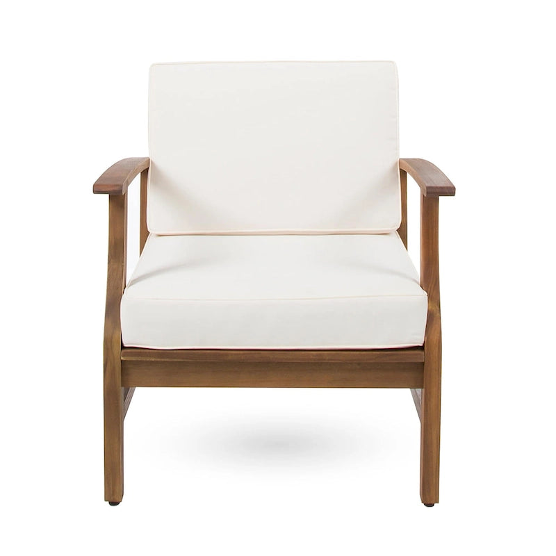 4-Piece Acacia Wood Club Chair Set Gray Frame with Cushions for 4 People