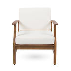4-Piece Acacia Wood Club Chair Set Gray Frame with Cushions for 4 People