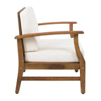 4-Piece Acacia Wood Club Chair Set Gray Frame with Cushions for 4 People