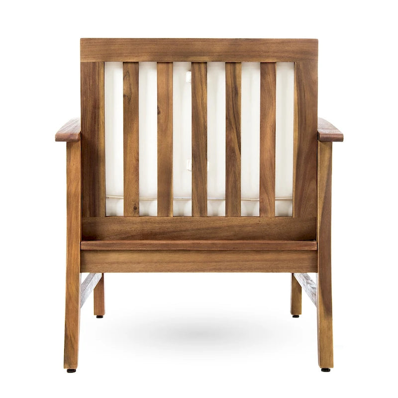 4-Piece Acacia Wood Club Chair Set Gray Frame with Cushions for 4 People
