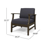 4-Piece Acacia Wood Club Chair Set Gray Frame with Cushions for 4 People