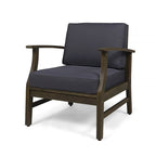 4-Piece Acacia Wood Club Chair Set Gray Frame with Cushions for 4 People