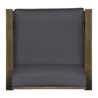 4-Piece Acacia Wood Club Chair Set Gray Frame with Cushions for 4 People