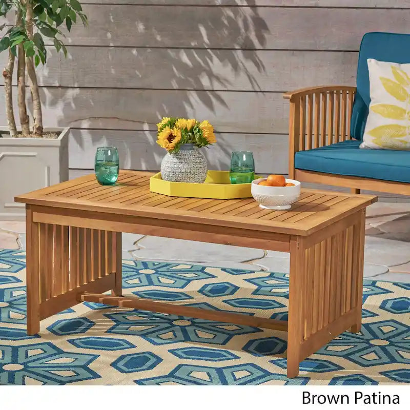 Acacia Wood Outdoor Coffee Table Rectangular