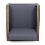 Acacia Wood and Wicker Club Chair with Cushion Slatted Design Weather-Resistant