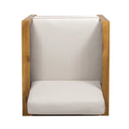 Acacia Wood and Wicker Club Chair with Cushion Slatted Design Weather-Resistant