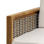 Acacia Wood and Wicker Club Chair with Cushion Slatted Design Weather-Resistant