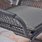 3-Piece Wicker Chat Set Gray/White 2 Chairs 1 Glass Table for 2 People