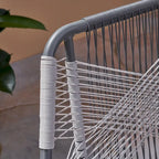 3-Piece Wicker Chat Set Gray/White 2 Chairs 1 Glass Table for 2 People
