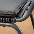 3-Piece Wicker Chat Set Gray/White 2 Chairs 1 Glass Table for 2 People