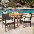 5-Piece Patio Dining Set for 4 People Acacia Wood Table Wicker Chairs