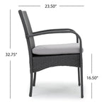 5-Piece Patio Dining Set for 4 People Acacia Wood Table Wicker Chairs