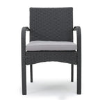 5-Piece Patio Dining Set for 4 People Acacia Wood Table Wicker Chairs