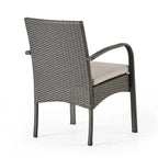 5-Piece Patio Dining Set for 4 People Acacia Wood Table Wicker Chairs