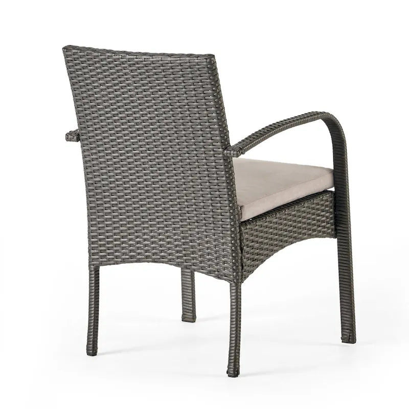 5-Piece Patio Dining Set for 4 People Acacia Wood Table Wicker Chairs
