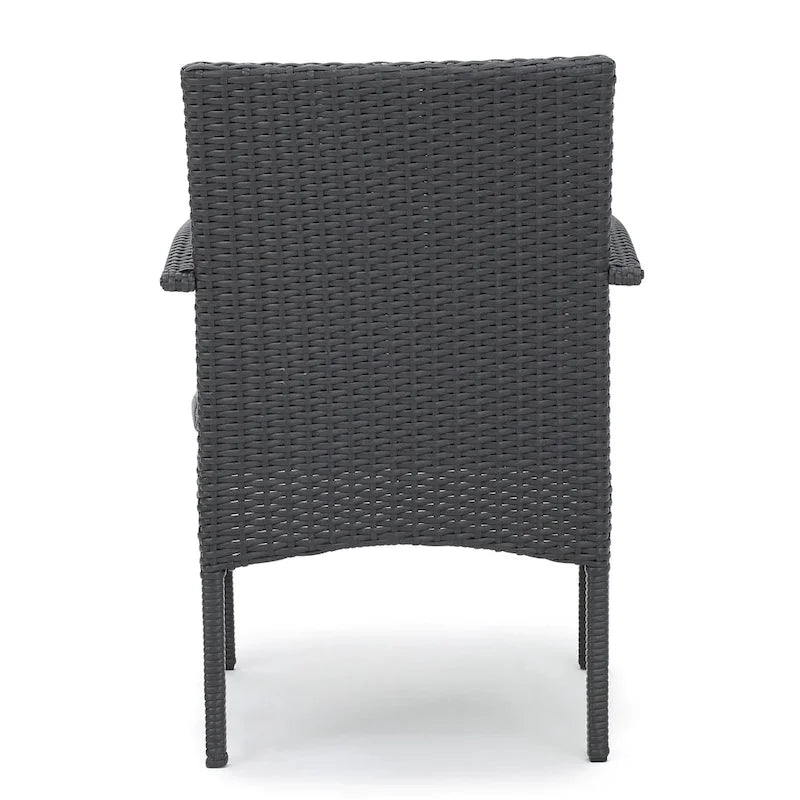 5-Piece Patio Dining Set for 4 People Acacia Wood Table Wicker Chairs