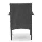 5-Piece Patio Dining Set for 4 People Acacia Wood Table Wicker Chairs