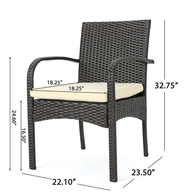 5-Piece Patio Dining Set for 4 People Acacia Wood Table Wicker Chairs