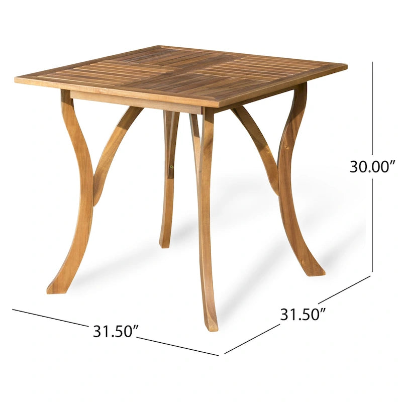 5-Piece Patio Dining Set for 4 People Acacia Wood Table Wicker Chairs