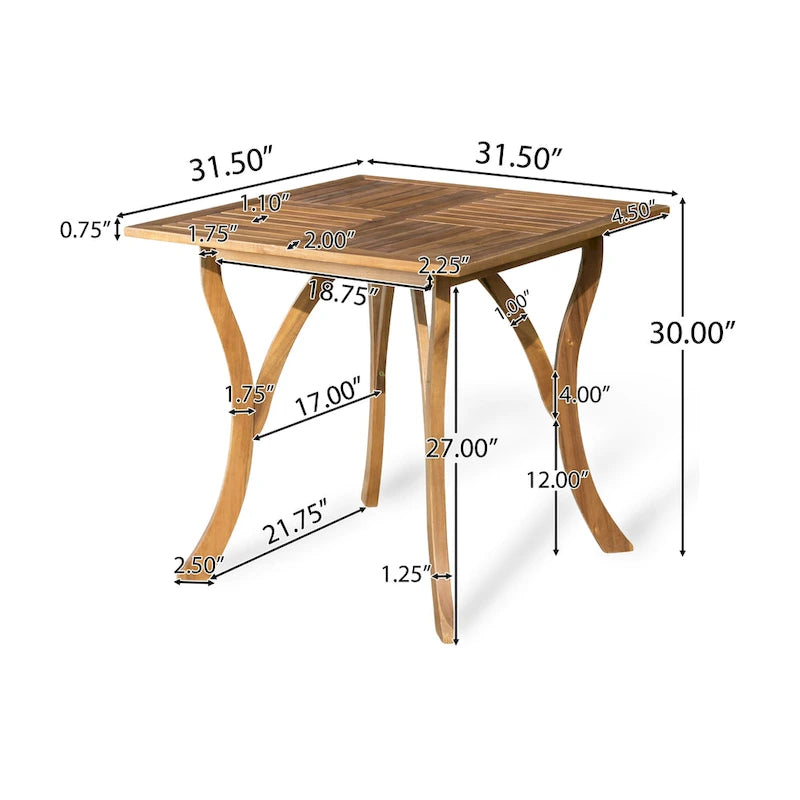 5-Piece Patio Dining Set for 4 People Acacia Wood Table Wicker Chairs
