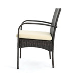 5-Piece Patio Dining Set for 4 People Acacia Wood Table Wicker Chairs