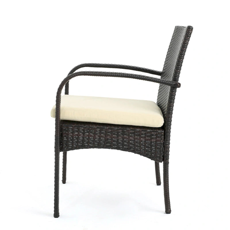 5-Piece Patio Dining Set for 4 People Acacia Wood Table Wicker Chairs