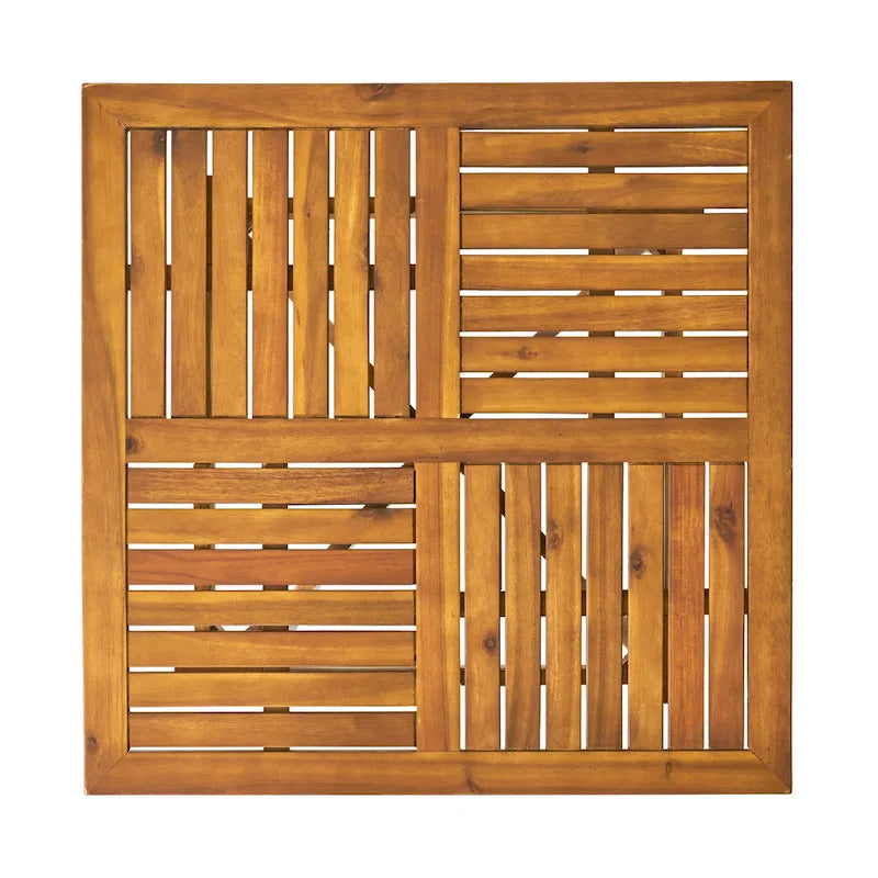 5-Piece Patio Dining Set for 4 People Acacia Wood Table Wicker Chairs
