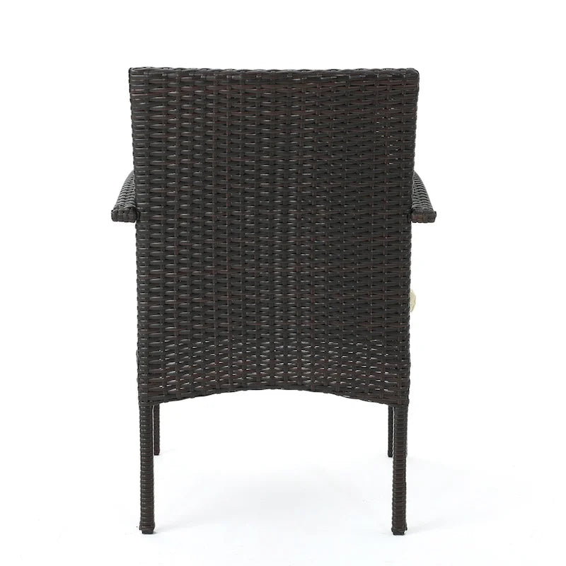 5-Piece Patio Dining Set for 4 People Acacia Wood Table Wicker Chairs