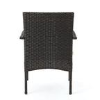 5-Piece Patio Dining Set for 4 People Acacia Wood Table Wicker Chairs