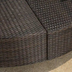 12-Piece PE Wicker Sofa Set Brown with Cushions 2 Ends 6 Armless 2 Corners 2 Tables