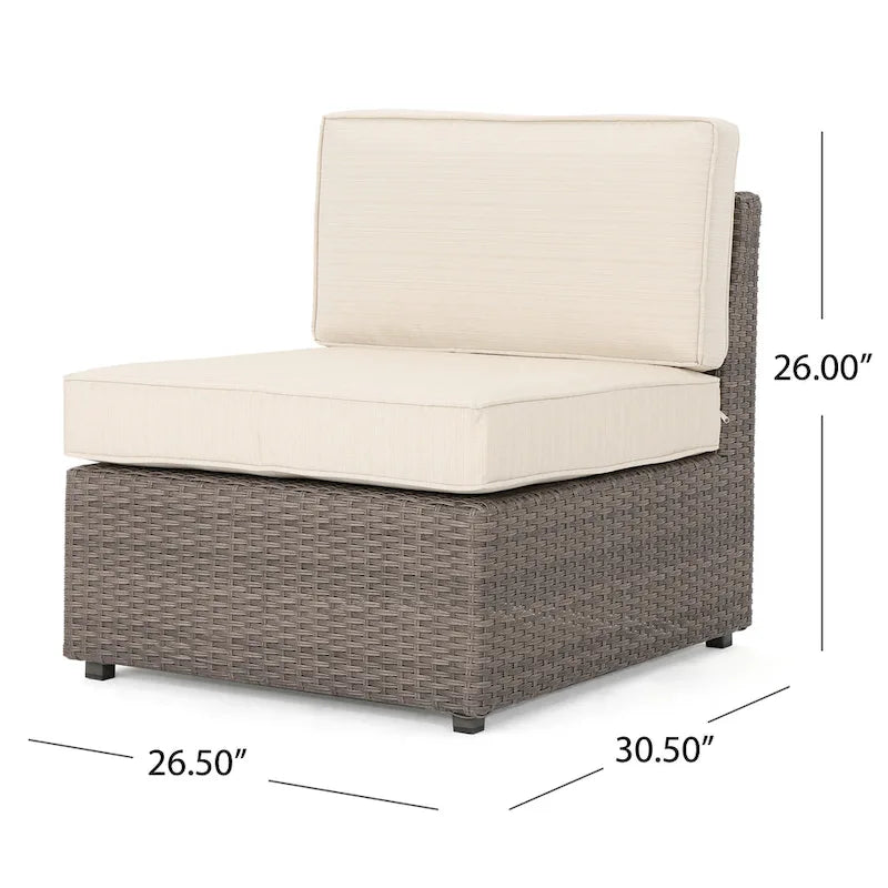 12-Piece PE Wicker Sofa Set Brown with Cushions 2 Ends 6 Armless 2 Corners 2 Tables