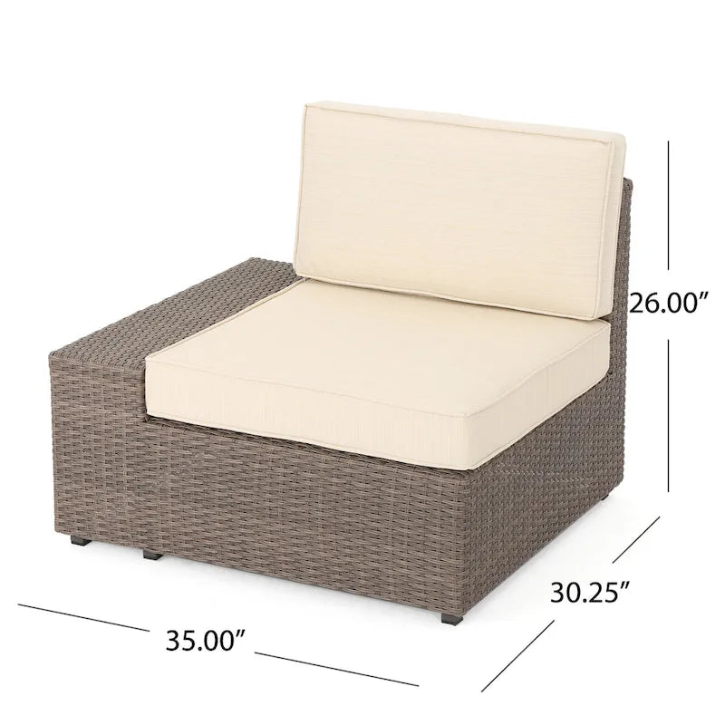 12-Piece PE Wicker Sofa Set Brown with Cushions 2 Ends 6 Armless 2 Corners 2 Tables