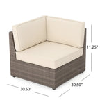 12-Piece PE Wicker Sofa Set Brown with Cushions 2 Ends 6 Armless 2 Corners 2 Tables