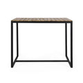 Acacia Wood Bar Table Teak/Gray with Black Iron Frame Industrial Style