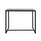 Acacia Wood Bar Table Teak/Gray with Black Iron Frame Industrial Style