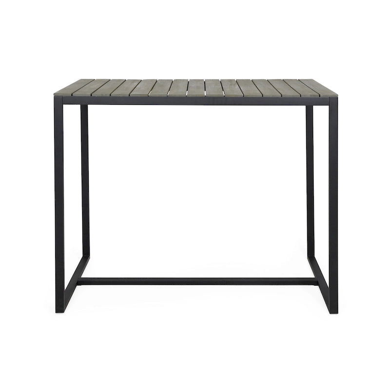 Acacia Wood Bar Table Teak/Gray with Black Iron Frame Industrial Style
