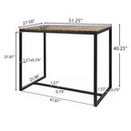 Acacia Wood Bar Table Teak/Gray with Black Iron Frame Industrial Style