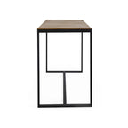 Acacia Wood Bar Table Teak/Gray with Black Iron Frame Industrial Style