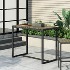 Acacia Wood Bar Table Teak/Gray with Black Iron Frame Industrial Style