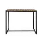 Acacia Wood Bar Table Teak/Gray with Black Iron Frame Industrial Style