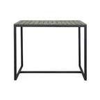Acacia Wood Bar Table Teak/Gray with Black Iron Frame Industrial Style