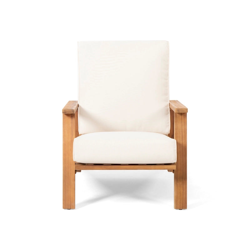 Acacia Wood Adirondack Club Chair with Cushion Contemporary Design
