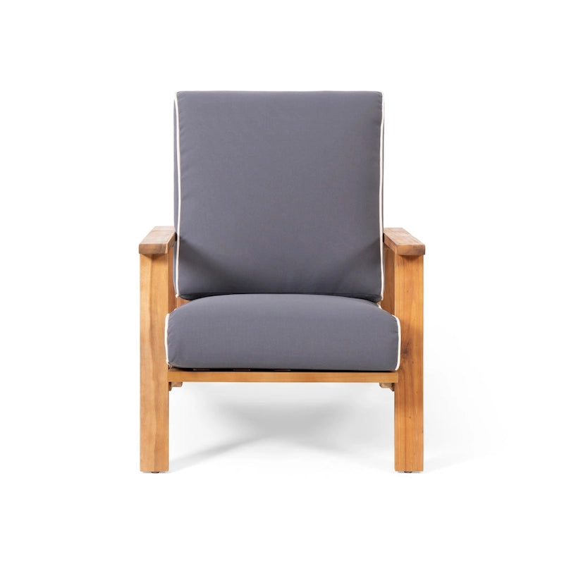 Acacia Wood Adirondack Club Chair with Cushion Contemporary Design