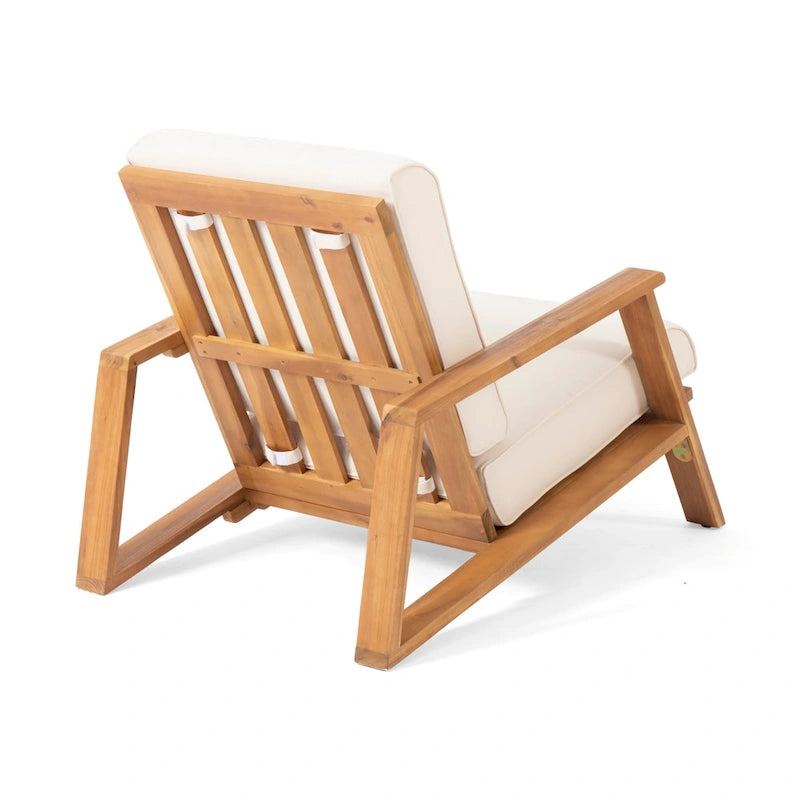 Acacia Wood Adirondack Club Chair with Cushion Contemporary Design