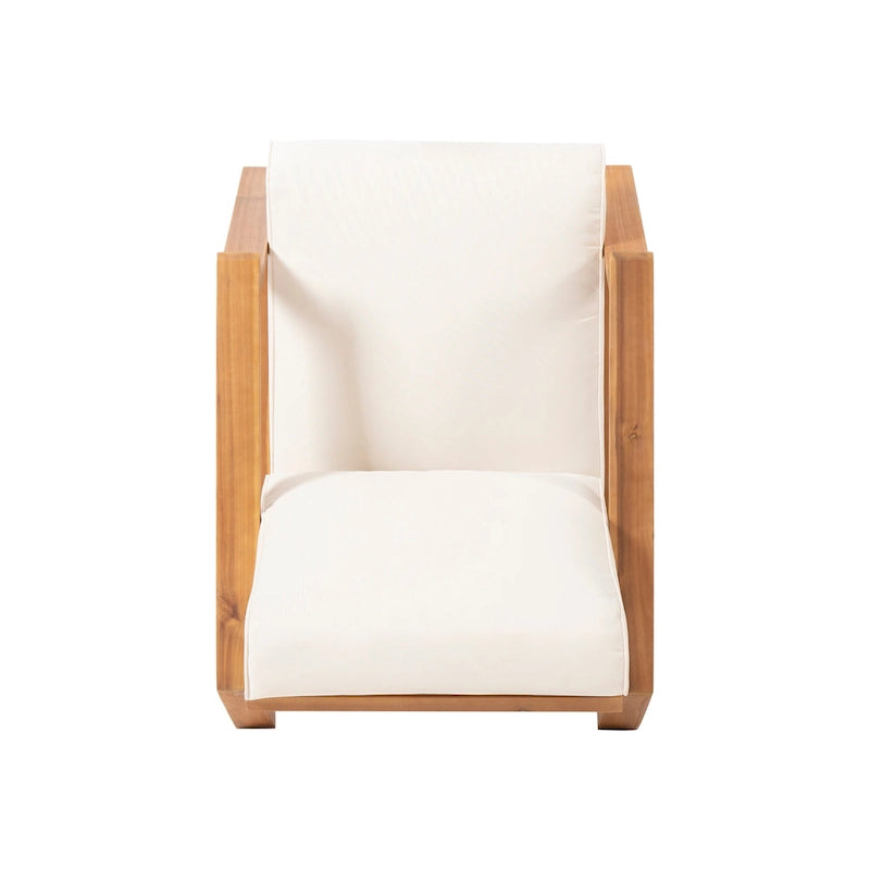 Acacia Wood Adirondack Club Chair with Cushion Contemporary Design