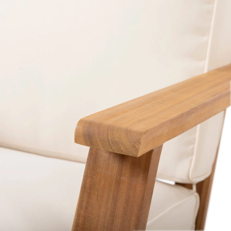 Acacia Wood Adirondack Club Chair with Cushion Contemporary Design